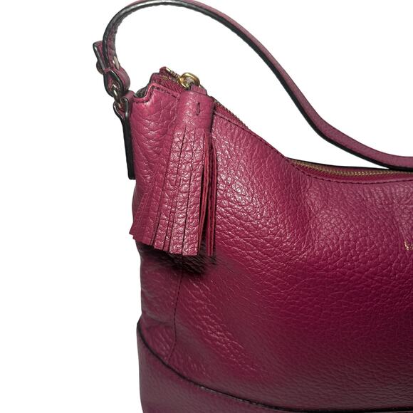 Kate Spade Wine Plum Leather Hobo Bag Quiet Luxury Everyday Elegance Tassel - Picture 3 of 7